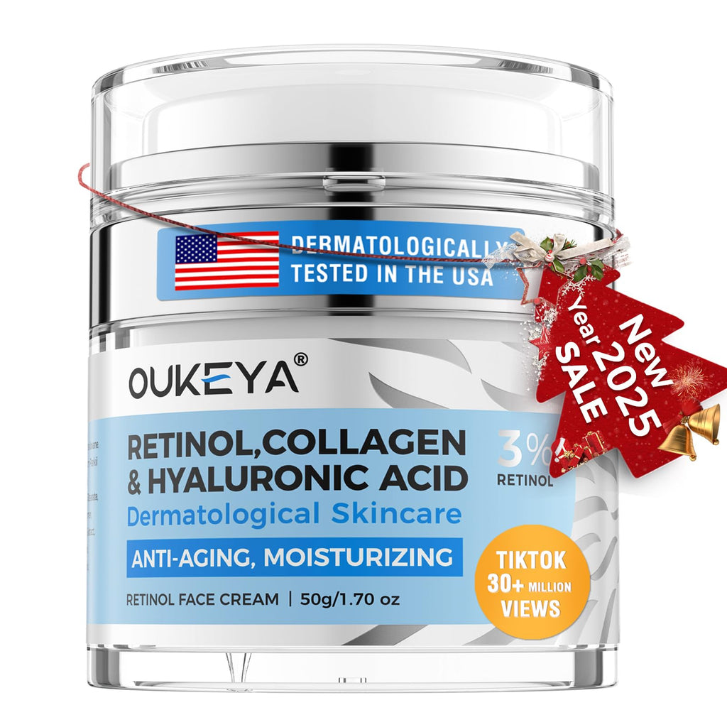 OUKEYA Retinol Cream for FaceWrinkle Cream for Women Anti-Aging Face Moisturizer Neck Firming Cream & Décolleté Retinol Cream Moisturizer Face Cream Day Night Face Cream with 5% Hyaluronic Acid