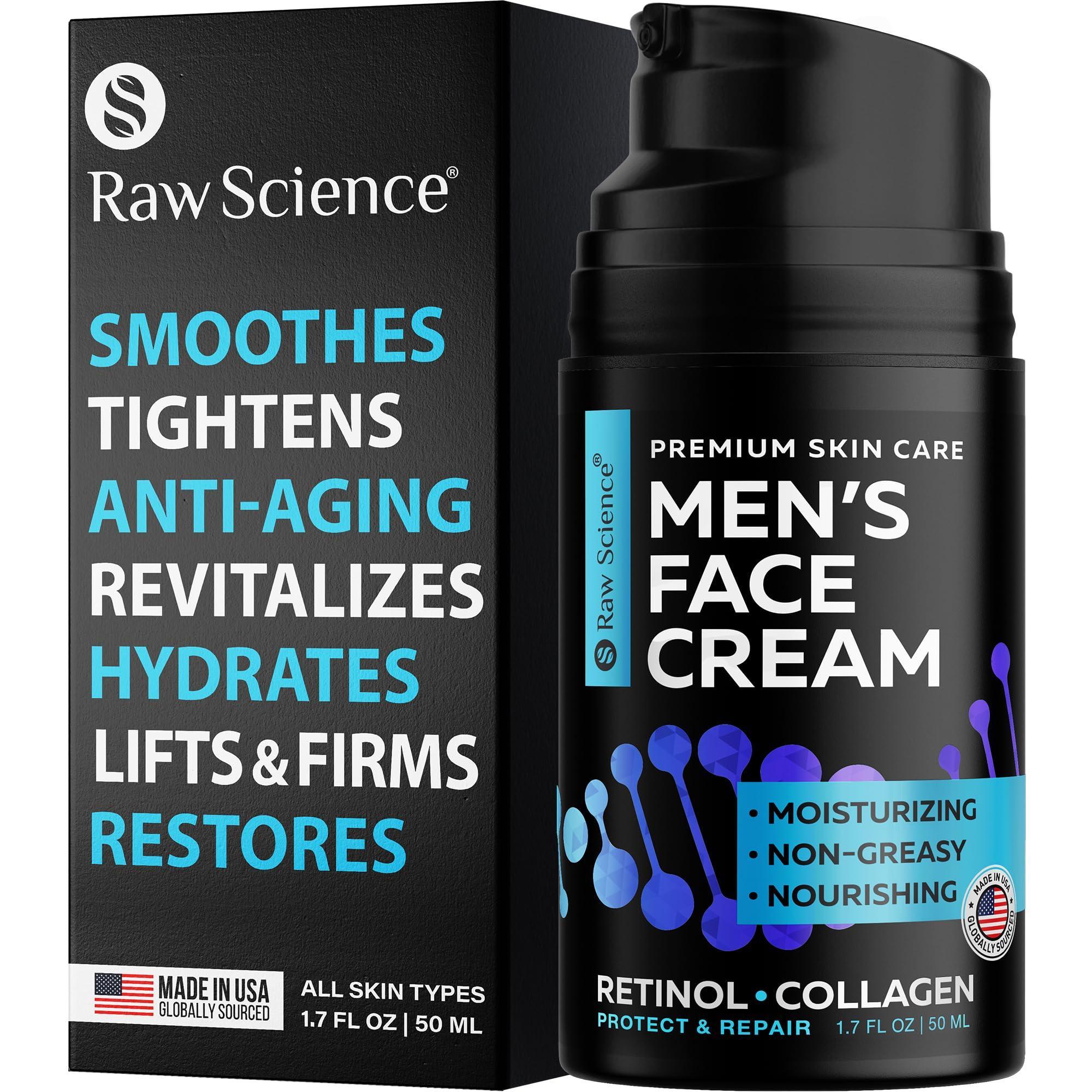 Mens Face Cream Retinol Anti Aging Face Moisturizer with Collagen Acid 1.7 Oz