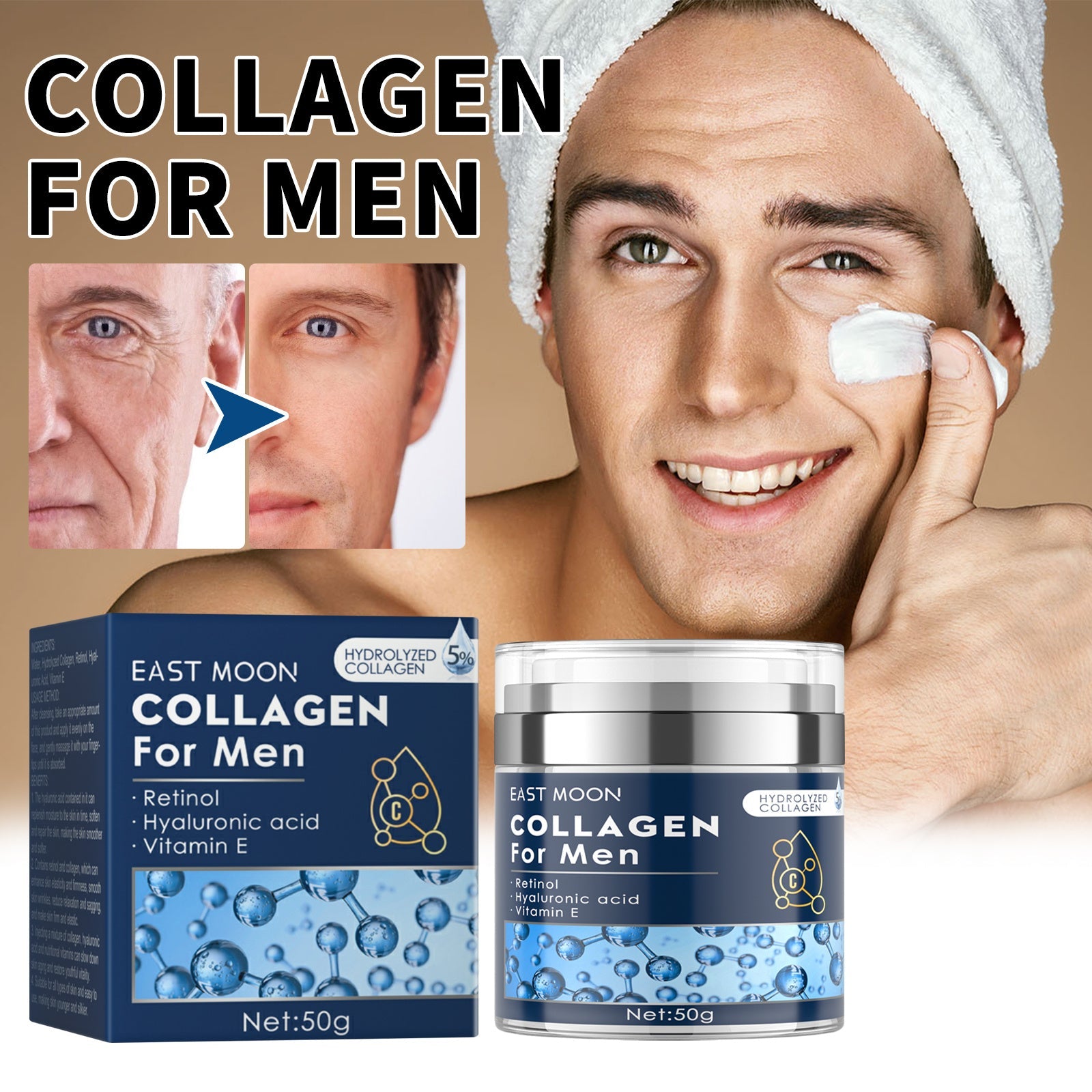 East Moon Collagen Cream, Fade Fine Lines Wrinkle Tight Facial Skin
